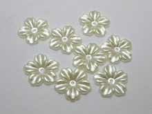 200 Ivory Acrylic Pearl flower Beads 12mm Flat Back Scrapbook Craft 2024 - buy cheap