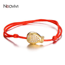 Nevivi pulseira com contas de peixe, pulseira fofa de animal para mulheres com micro pavimento, zircônia branca vermelha e preta, faça você mesmo, joias ajustáveis para homens 2024 - compre barato