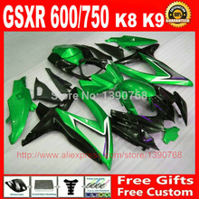 Комплект обтекателей для Suzuki 08 09 10 GSXR 600 750 K8 K9 черный зеленый обтекатель корпуса GSXR600 GSXR750 2008 2009 2010 GZ80 2024 - купить недорого