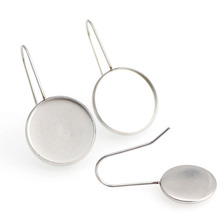 Pendientes redondos de acero inoxidable para la fabricación de joyas, 10 Uds., 12 y 16mm, Base de cabujón, gancho para la oreja, de Metal, color blanco 2024 - compra barato