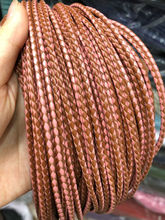 Tira redonda de cuero genuino para pulsera, cordón de cuero Bolo, para collar, marrón y rosa, combinado, 3mm 2024 - compra barato