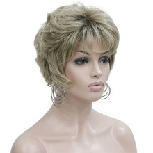 StrongBeauty женские парики, натуральный пушистый пепельный блонд, короткие прямые волосы, синтетический полный парик 2024 - купить недорого