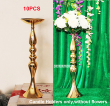 10 Uds candelabros de Metal dorado 48cm soporte flores candelero y jarrón camino plomo candelabro Centro piezas boda 2024 - compra barato