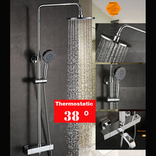 New style 38 Termostática new Latão cromado Banheiro material de Chuva 8 "Shower Mixer Torneira Da Banheira Chuveiro 2024 - compre barato