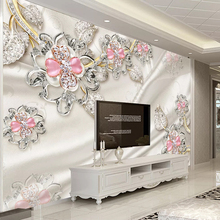 Custom Mural Papel De Parede 3D Wallpaper Luxury Jewelry Diamond Flower 3D Living Room TV Background Wall Decor Wallpaper Murals 2024 - buy cheap