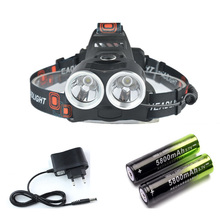 8000Lumen 2 XM-L T6 LED Headlight Headlamp Flashlight 3-modes 18650 Head Torch Lamp 2T6 +2x 18650 battery +Charger For Camping 2024 - buy cheap