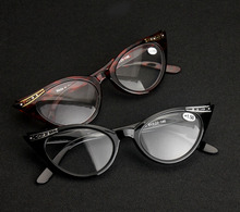 Óculos de leitura elegante feminino, óculos para leitura de olho de gato, lentes de resina, cristal, strass, decoração, presbiopia, óculos para idosos 2024 - compre barato