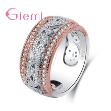 Anel de prata esterlina 925 autentica, geométrico, grande, larga, anel de dedo, para mulheres, joias para casamento, noivado, presentes 2024 - compre barato