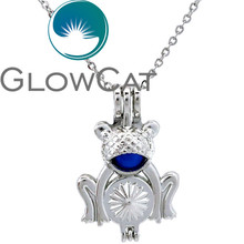 GLOWCAT KK667 Summer Animal Frog Beads Cage Essential Oil Diffuser Aroma Pearl Cage Locket Necklace Kids Girl Jewelry 2024 - buy cheap
