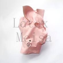 Baby pink animal cat design Exotic Latex hoods open eyes and nostrils with back zip for women 2024 - buy cheap