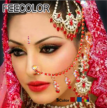 FEECOLOR Indian Jewelry Nose Chain Clip Belly Dance Costume Colurful Crystal Women Stage Accessories 2024 - buy cheap