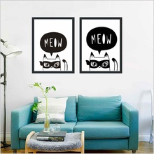 Haochu pôster de pintura de gato original, pintura para sala de estar, decoração para casa, poster impresso, imagem simples de parede, pintura de tela estilo nórdico 2024 - compre barato