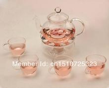 6 pçs/lote bule de flor de vidro resistente ao calor alta qualidade 1pc pot 600ml 4 pçs 150ml cup + 1 conjunto bule mais quente g0024 2024 - compre barato
