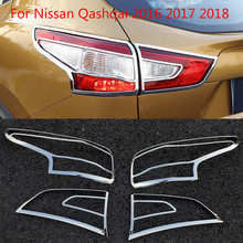 Capa cromada para farol dianteiro e traseiro, guarnição para modelos nissan qashqai 2016, 2017, 2018 2024 - compre barato