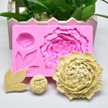 Peony Flower Leafs Shape Silicone Mold Fondant Candle Molds Sugar Decoratiing Mould Tools For Cake Cupcake Chocolate Mould 2024 - buy cheap