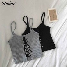 HELIAR Women Halter Tank Tops Knitting Sexy Spaghetti Hot Camis Female Solid Croped Top Feminino Drawstring 2019 Summer Tops 2024 - buy cheap