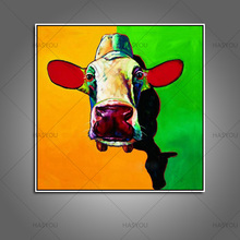 Pinturas de tela artesanal de parede, pintura de parede cor de vaca na tela, pintura abstrata de casa animais, pintura a óleo imagens de pendurar 2024 - compre barato