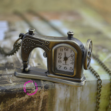O preço por atacado comprador de boa qualidade novo bronze clássico costurar máquina de costura do vintage relógio de bolso colar com corrente 2024 - compre barato