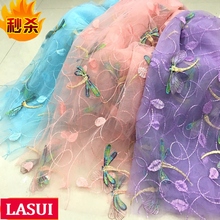 LASUI 3 yards 2019 X0528 DIY skirt wedding dress accessories 8 colors soft mesh 3D dragonfly embroidery mesh lace fabric 2024 - buy cheap