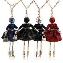Rhinestone Dressing Princess Femalel Pendant Necklace For Women PARIS Handmade Dance Doll Statement Necklace Girls' Jewelry Gift 2024 - buy cheap
