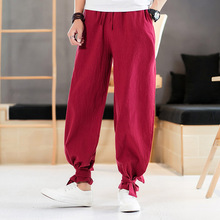 Summer Cotton Linen Casual Harem Pants Men Jogger Pants Men Fitness Trousers Male Chinese Traditional Style Harajuku Calf Length 2024 - buy cheap