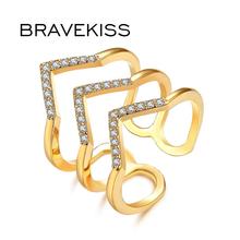 BRAVEKISS V-образное волнистое кольцо паве кубический цирконий кольца для женщин модные ювелирные изделия для вечеринки ювелирные изделия BUR0360A 2024 - купить недорого