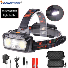 Powerful LED T6 COB Headlamp Powerful Bright Headlight Waterproof Head Torch Adjustable Headlamp with Rechargeable 18650 Battery 2024 - buy cheap