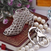Fancy Metal Sandal keychain Crystal High Heel Shoe Key chain Bag Pendant Keyring Gift Box Packing for Woman Girl 2024 - buy cheap