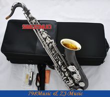 Pro New Black Nickel Tenor Sax Saxophone Gold Bell High F# Silver Key With Case 2024 - buy cheap