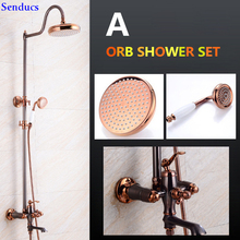 Senducs Bathroom Shower Set With Quality Orb Bathroom Rain Fall Shower Sets Of Brass Shower Faucet Rose Gold Bathroom Shower Set 2024 - buy cheap