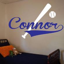 Yoyoyu adesivo de parede de beisebol, decoração para casa, nome e qualquer tamanho, poster remoto, mural, berçário j089 2024 - compre barato