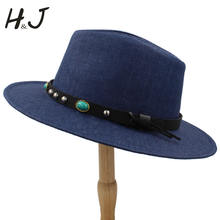 Women Men Panama Straw Sun Hat With Wide Brim Panama Hat For Beach Fedora Sunbonnet Hat With Punk Belt Size 56-58CM A0155-XSJ 2024 - buy cheap
