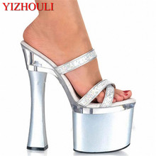 Zapatos de punta abierta para mujer, zapatillas de tacón alto sexys de 18cm, zapatos exóticos de rendimiento de 7 pulgadas, zapatos de danza de verano 2024 - compra barato