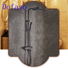 Dofaso brass black thermostatic shower set hot and cold black Shower faucet Bathtub thermostatic shower mixer square shower 2024 - buy cheap