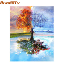 Ruopoty quadro de árvore diy pintura por números arte de parede moderna pintura por números de tela de acrílico para decoração de casa 2024 - compre barato