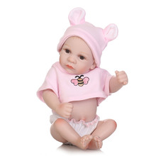 Npk, mini boneca infantil de silicone flexível de 10 polegadas, boneca linda de corpo inteiro reborn, toque macio, boneca reborn, presente, lata 2024 - compre barato