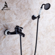 Chuveiro de bronze preto, para parede, torneira para banheira, chuveiro, único punho, luxo, cerâmica, banheiro 2024 - compre barato