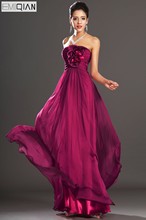 Free Shipping New Fabulous Strapless A-Line Flower Chiffon Evening Dress 2024 - купить недорого