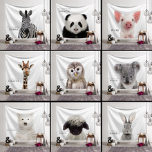 Tapiz de animales para colgar en la pared, colcha Bohemia, decoración de dormitorio, tapiz de fondo de tiro, esterilla de yoga, alfombra de Panda, Koala, elefante 2024 - compra barato