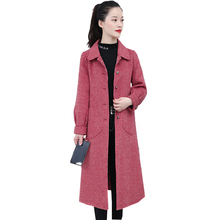 Double-sided cashmere coats female 2020 women's plaid wool woolen self-cultivation medium long water jacket cashmere coat winter 2024 - buy cheap