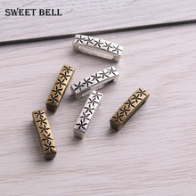 SWEET BELL 50pc two color Slider Spacer Beads Carved Flower Hole 10*2.5mm Leather DIY Bracelet Making Accessories 14C1751 2024 - buy cheap