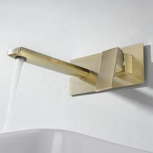 MTTUZK-grifo de Oro pulido para baño, Grifería de lavabo con Panel y caja integrada, grifo de lavabo macizo de latón bronce 2024 - compra barato