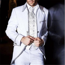 Costume Homme White 3pieces Trajes De Hombre Men Suit For Wedding Terno Masculino Tuxedo Man Suit(Jacket+Pants+Vest+Tie) 2024 - buy cheap