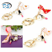 Purse Jewelry Bag Handbag Keychain 3D High Heel Shoes Keyrings for Bags Handbags Pendants Holder Pearls Lipstick  Key Chains 2024 - buy cheap