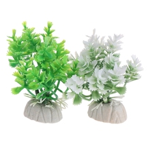 Decoração de aquário, plantas aquáticas, tanque de peixes, artificial, verde, branco, ornamentos, grama de aquário 2024 - compre barato