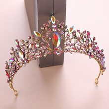 Gold Rhinestone Crystal Tiara and Crown de Noiva Bridal Diadem Headpiece Pageant Hair Jewelry Women Wedding Hair Accessorires LB 2024 - buy cheap