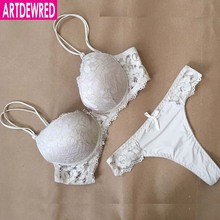 ARTDEWRED New Sexy Lace Embroidery Flowers Plus Size Double Shoulder Strap Bra Set Deep V-neck Women's Push up Underwear Sets 2024 - buy cheap