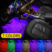 Tira de luces LED RGB para Interior de coche, luces de Ambiente, 7 colores, música colorida, sonido, Control remoto, 1 Juego 2024 - compra barato