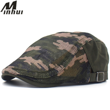 Minhui Summer Beret Caps for Men Outdoor Mesh Breathable Sport Cap Gorras Embroidery Hats Plaid Flat Cap Casquette 2024 - buy cheap