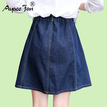 2019 Youthful Denim Skirts for Women Students Girls New Fashion Lady Sweet High Waist A-Line Jeans Skirt All-match Clothing 2024 - buy cheap